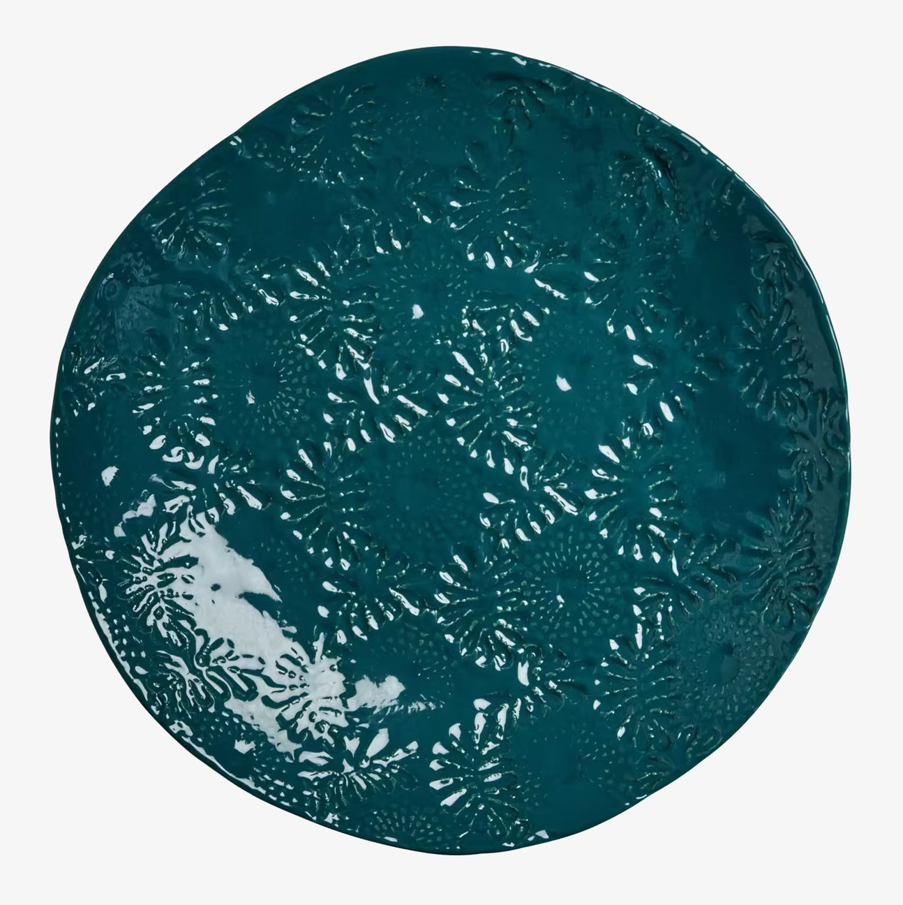 Tallrik Embossed Jade från Rice med grön färg och mönster