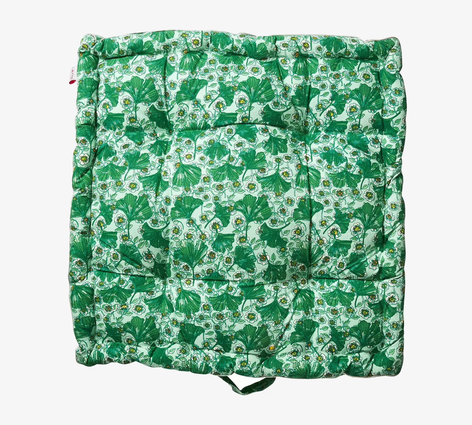 Golvkudde Leaves & Flower från Rice med grönt blommönster