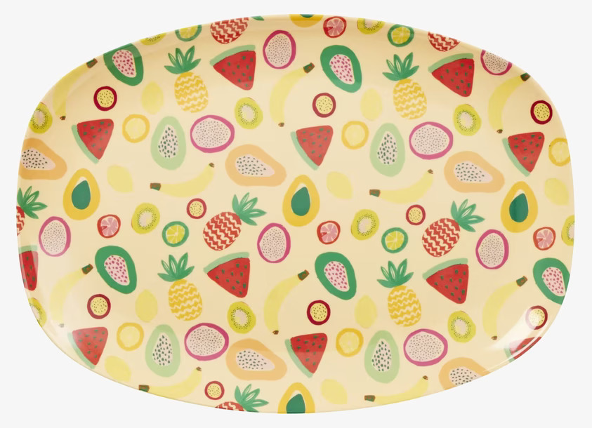 Tallrik TuttiFrutti print från Rice med färgglada frukter