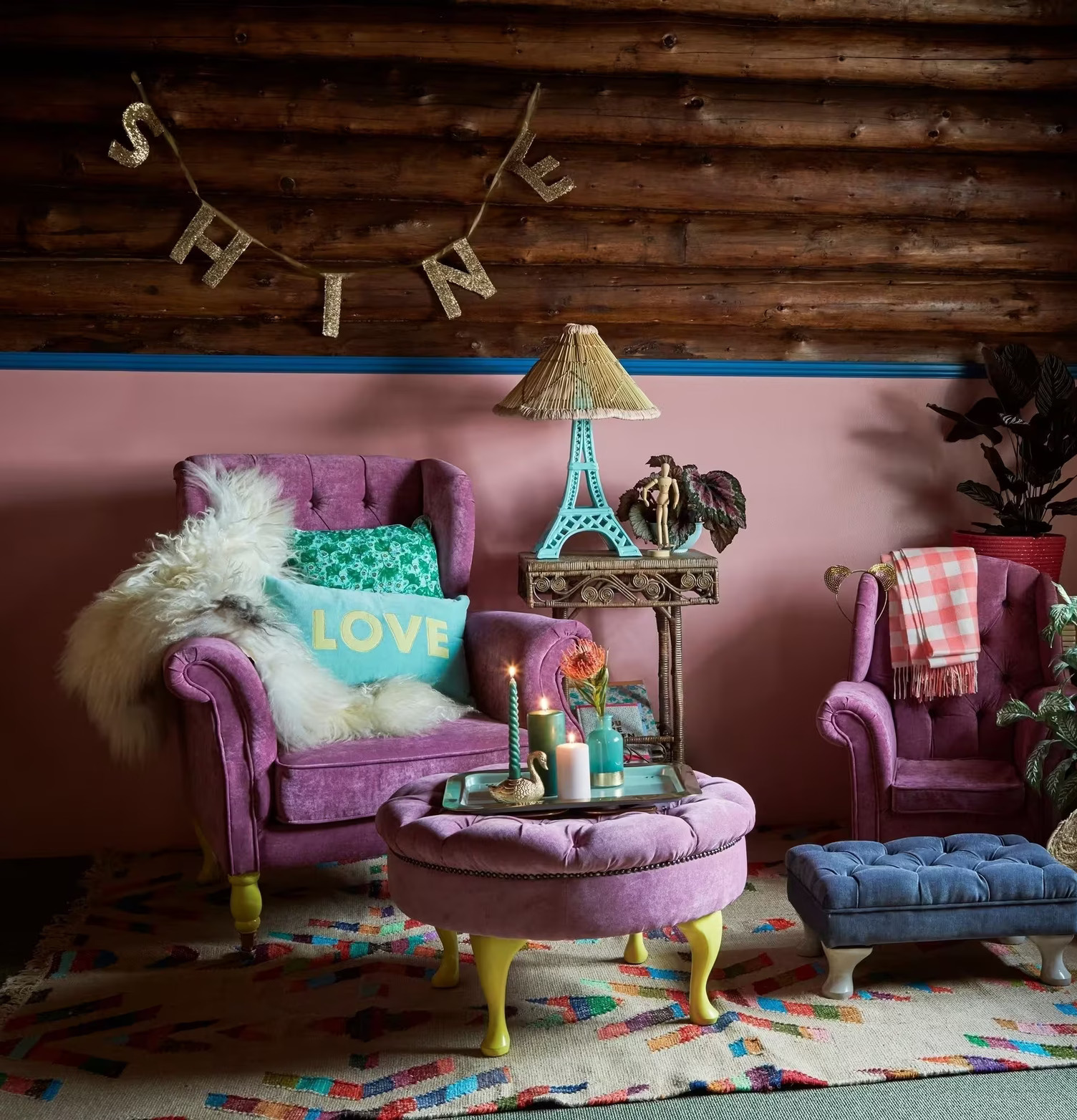 Lampskärm Natural Border från Rice i färgglad inredning