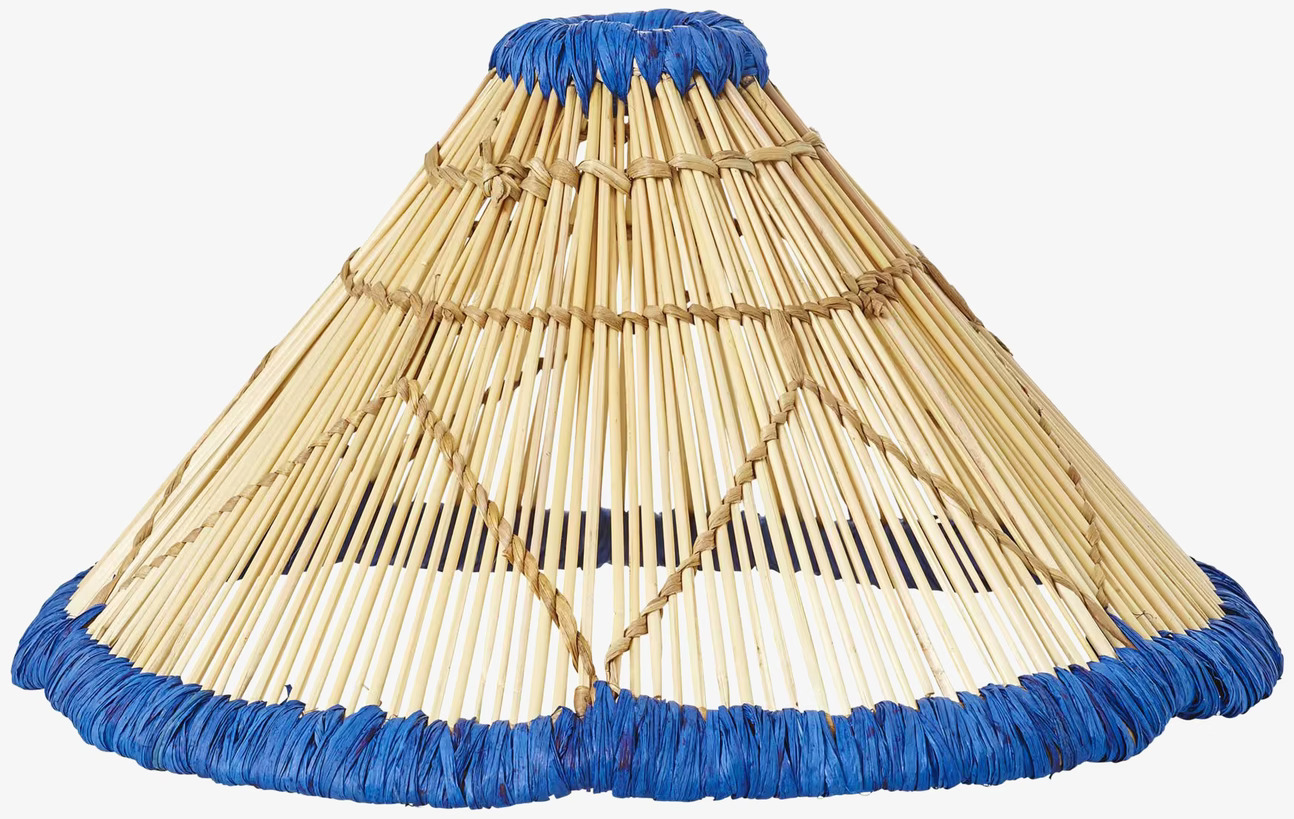 Lampskärm Blue Border från Rice i bambu med blå accent