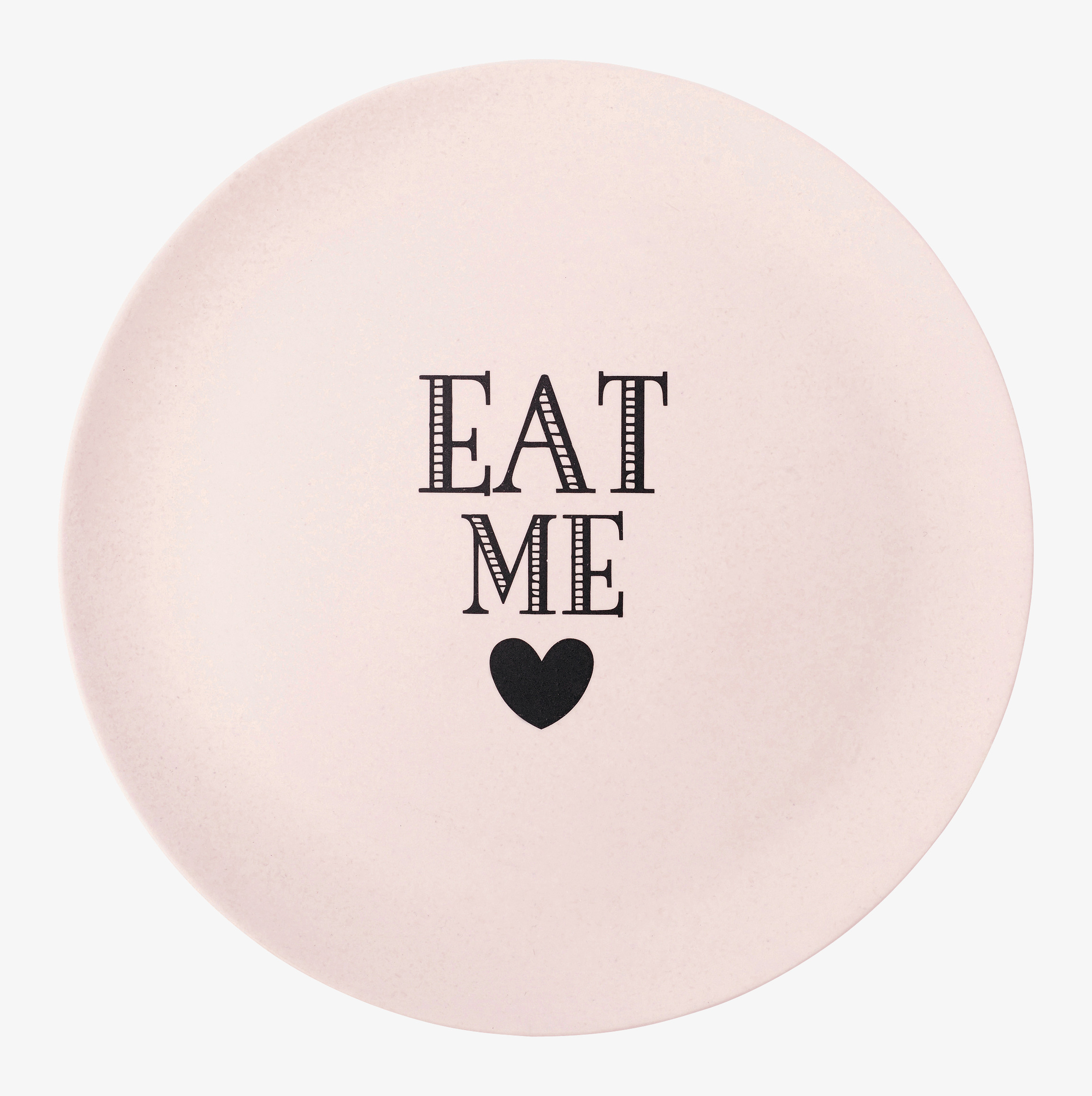 Tallrik Eat Me från Miss Etoile med lekfull design och text