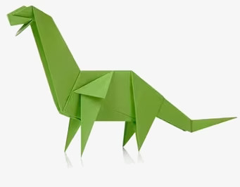 Origami Dinosaurier från Worldwide co på reflekterande yta
