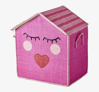 Förvaringskorg Sweet Face Large från Rice i rosa med ansikte