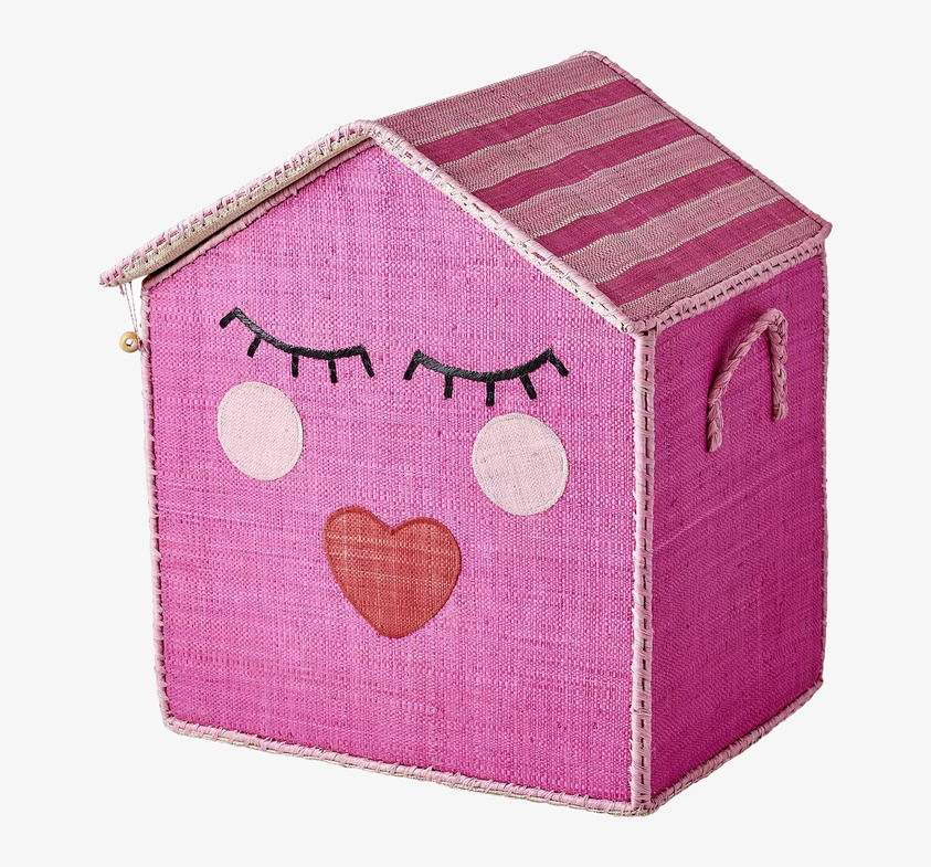 Förvaringskorg Sweet Face Large från Rice i rosa med ansikte