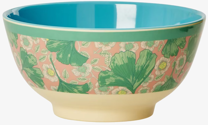 Skål Leaves & Flower från Rice med blommor och bladmönster