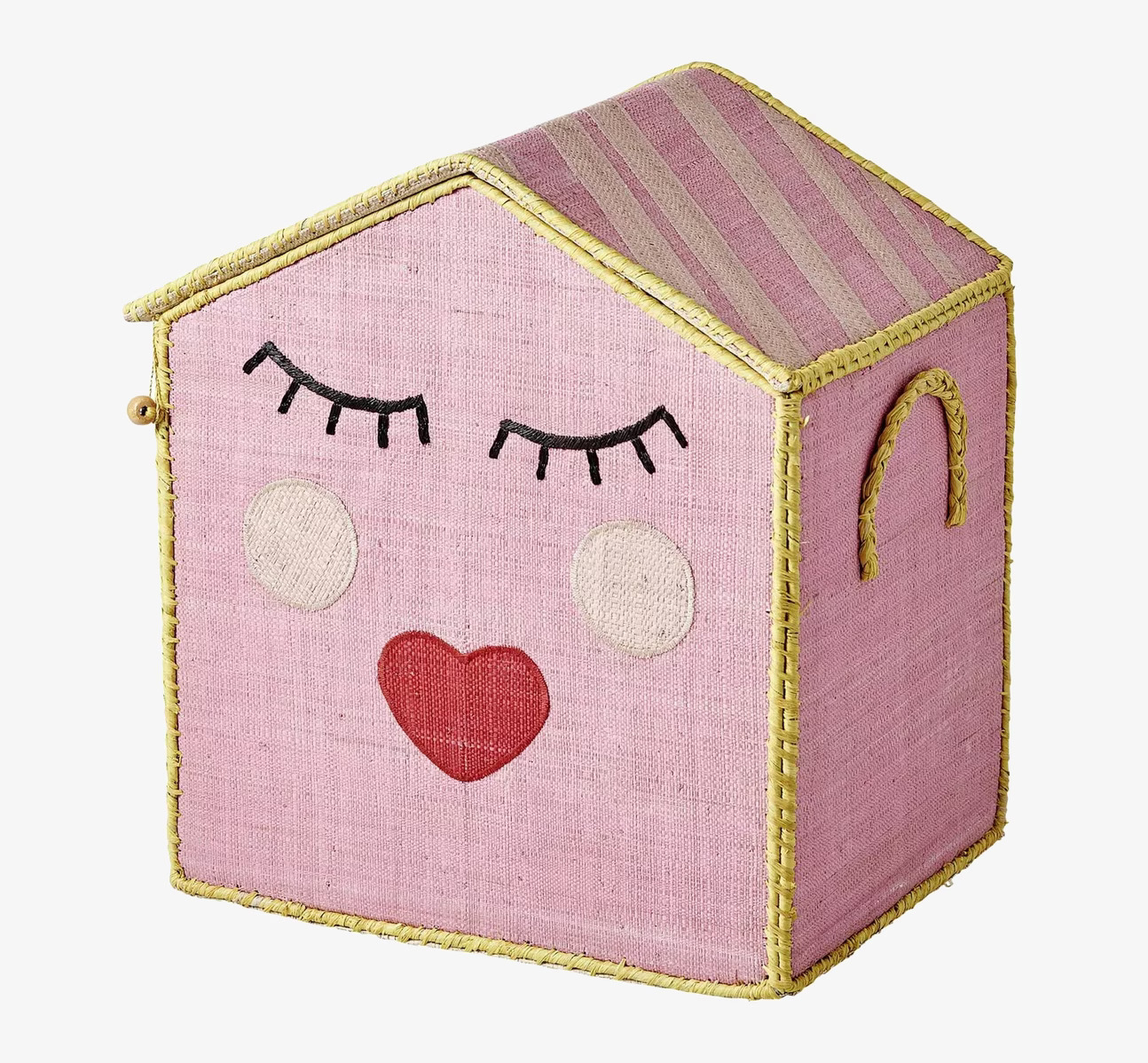 Förvaringskorg Sweet Face Medium från Rice med rosa husform
