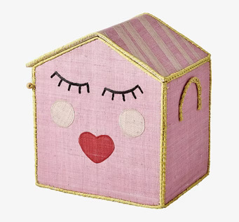 Förvaringskorg Sweet Face Medium från Rice med rosa husform