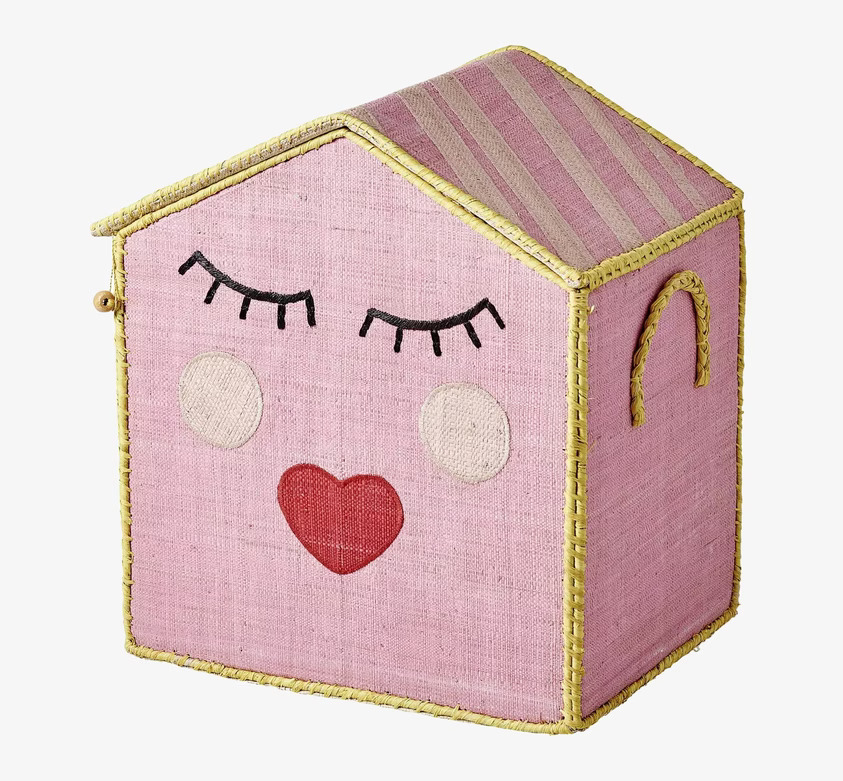 Förvaringskorg Sweet Face Medium från Rice med rosa husform