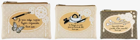 Förvaring Accessoarer Guld från Derriére la porte, tre påsar