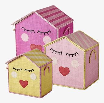 Förvaringskorg Sweet Face Medium från Rice i rosa husdesign