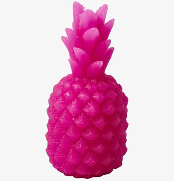 Ljus Pineapple Cerise från Rice, ceriserosa ananasformat ljus