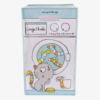 Tvättkorg Med Handtag från Derriére la porte med kattmotiv