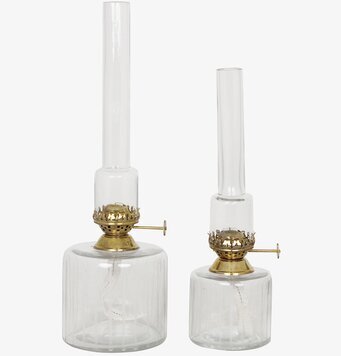 Fotogenlampa Rak Stor från Strömshaga i glas och mässing