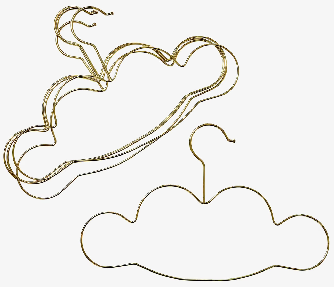 Rice Klädgalgar Barn Cloud i gyllene metall, 3-pack