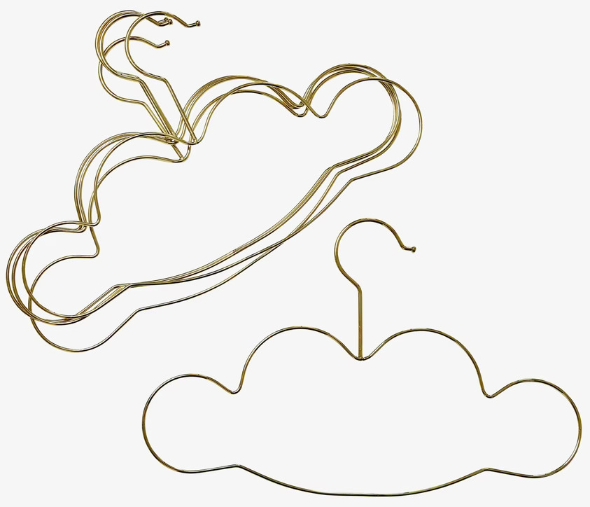 Rice Klädgalgar Barn Cloud i gyllene metall, 3-pack