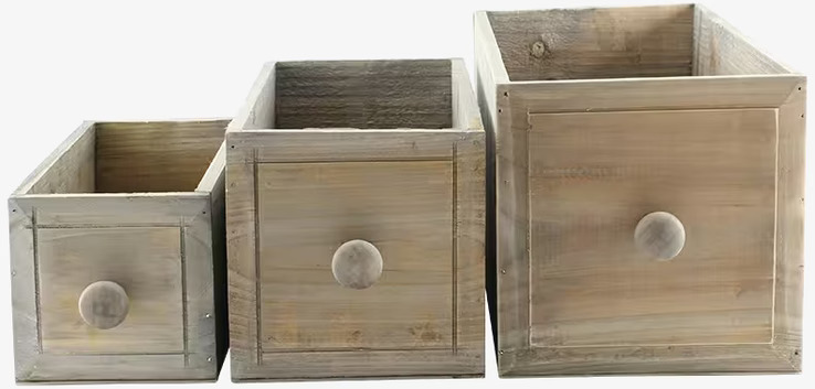 Trälåda Med Knopp från Strömshaga i tre olika storlekar