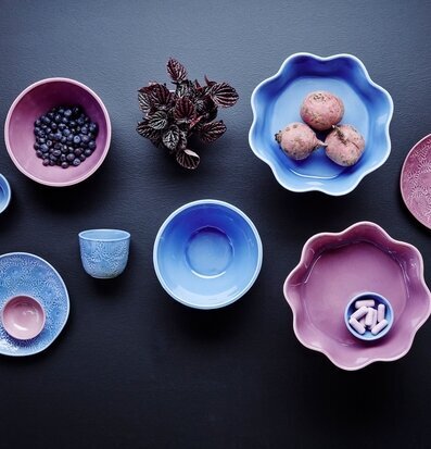 Fruktskål Blå från Rice med frukt, skålar och tallrikar