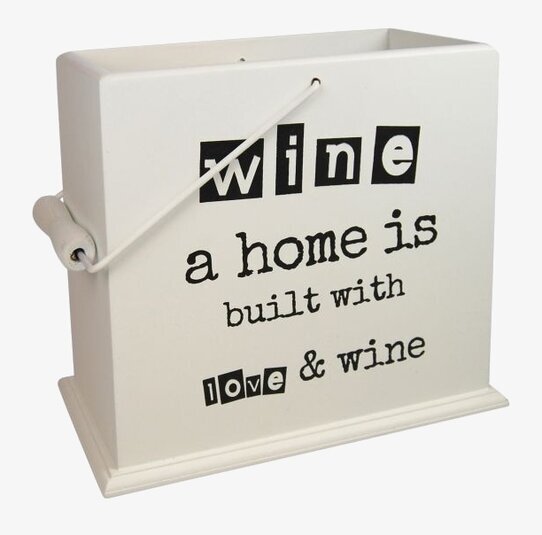 Vin Box Med Handtag från Weiste i vit färg med dekorativ text